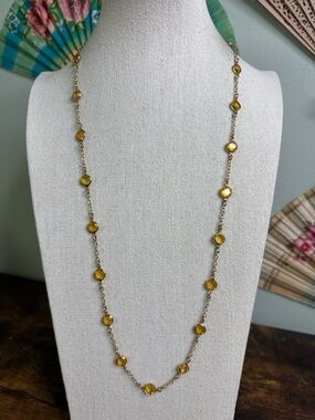 J. Crew Gold-Tone Yellow Bezel Crystal Necklace